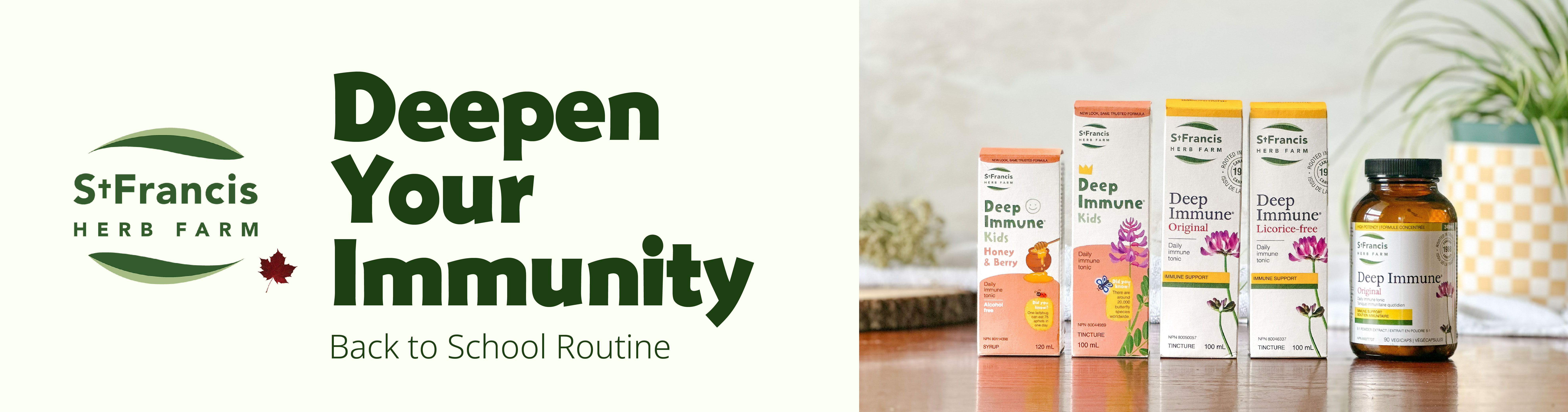 Products promoting immune health with the text 