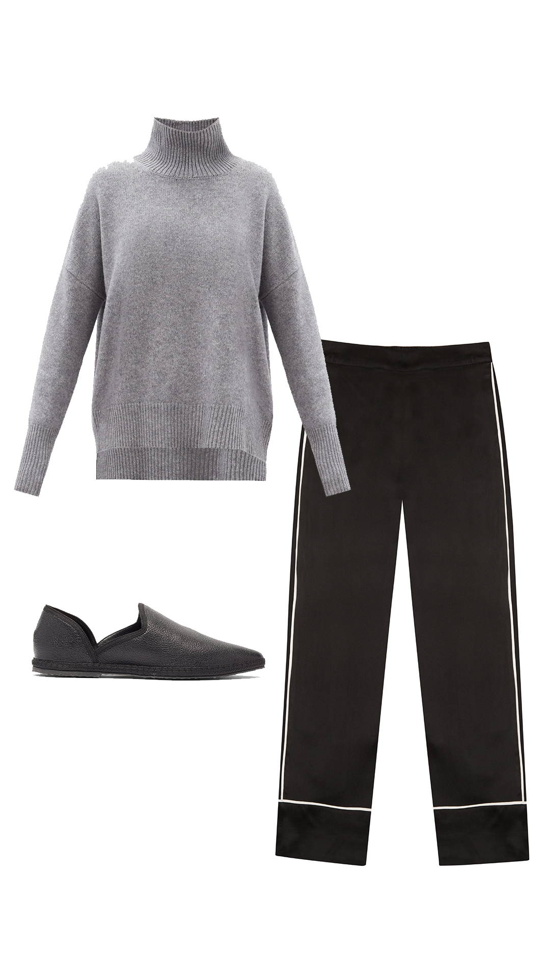 Black with white piping silk pyjama bottom