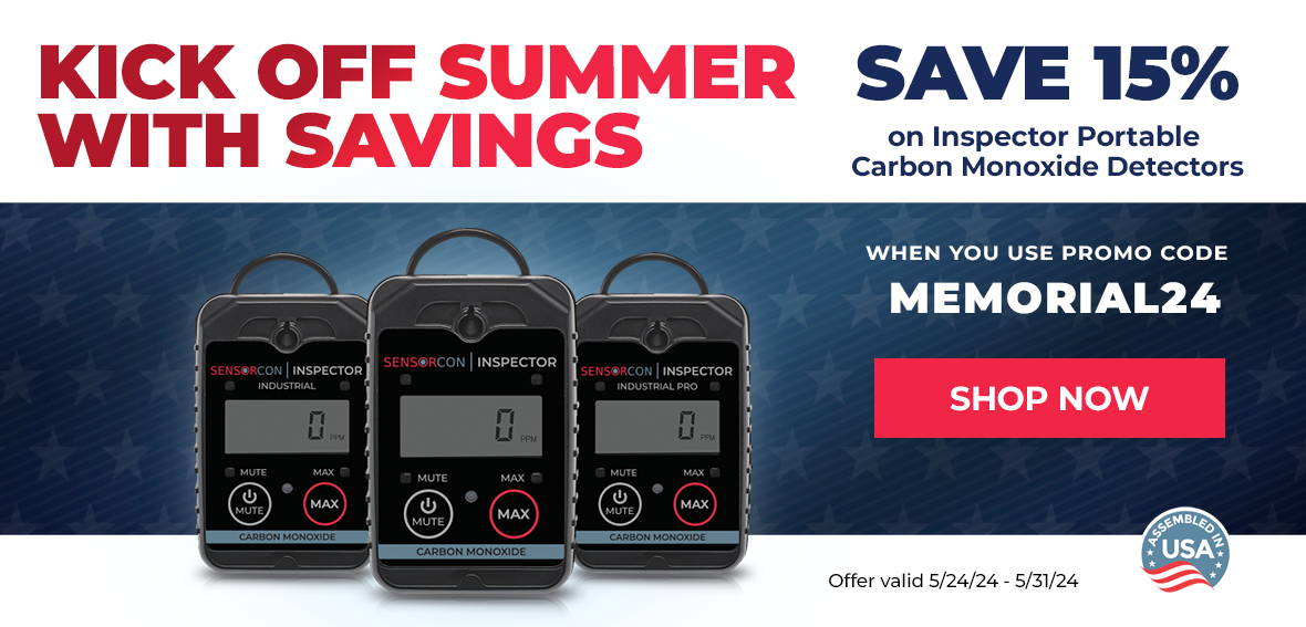 KIck Off Summer With Savings. Save 15% on Inspector Portable Carbon Dioxide Detectors when you use code MEMORIAL24 - valid 5/24 - 5/31