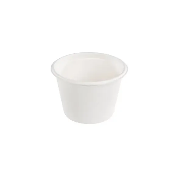 A white sugarcane portion cup