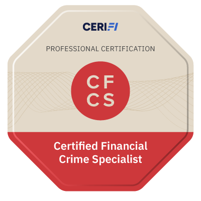 Certification badge for Certified Financial Crime Specialist (CFCS).