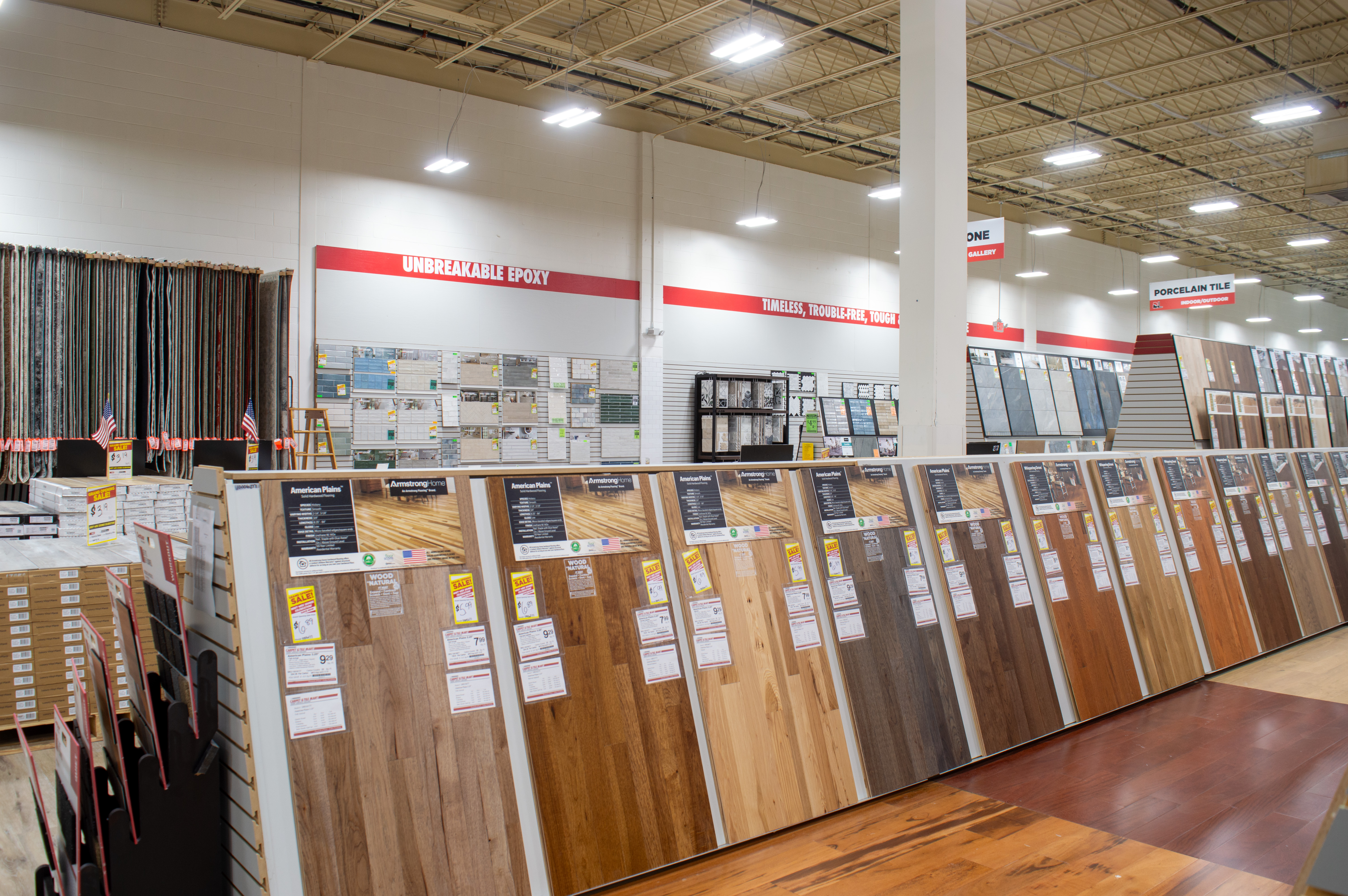 wood flooring samples in store at Lomax Carpet & Floors in Whitehall, PA