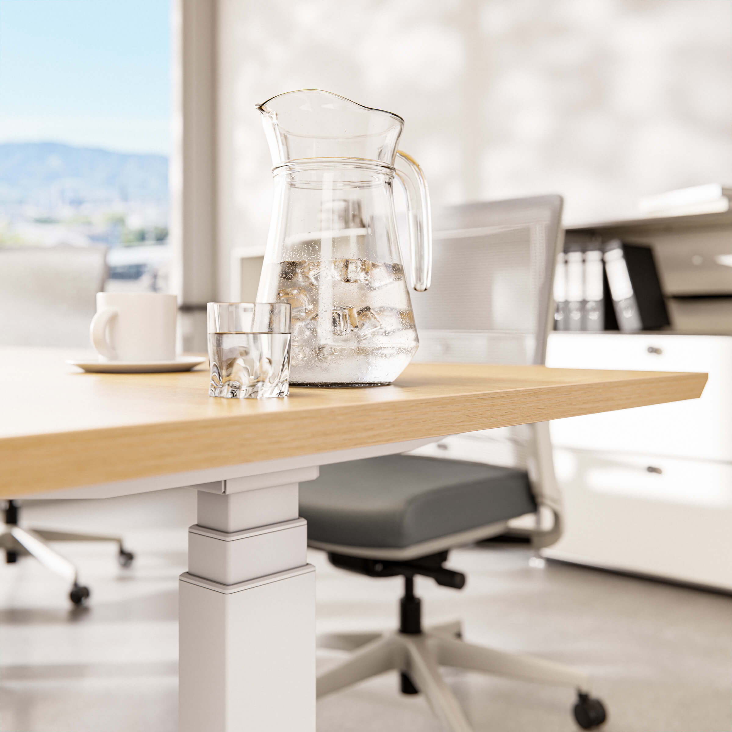 Stabil und leise - ofinto Bürotisch Elevate bewegt sich stabil und leise nach oben und unten