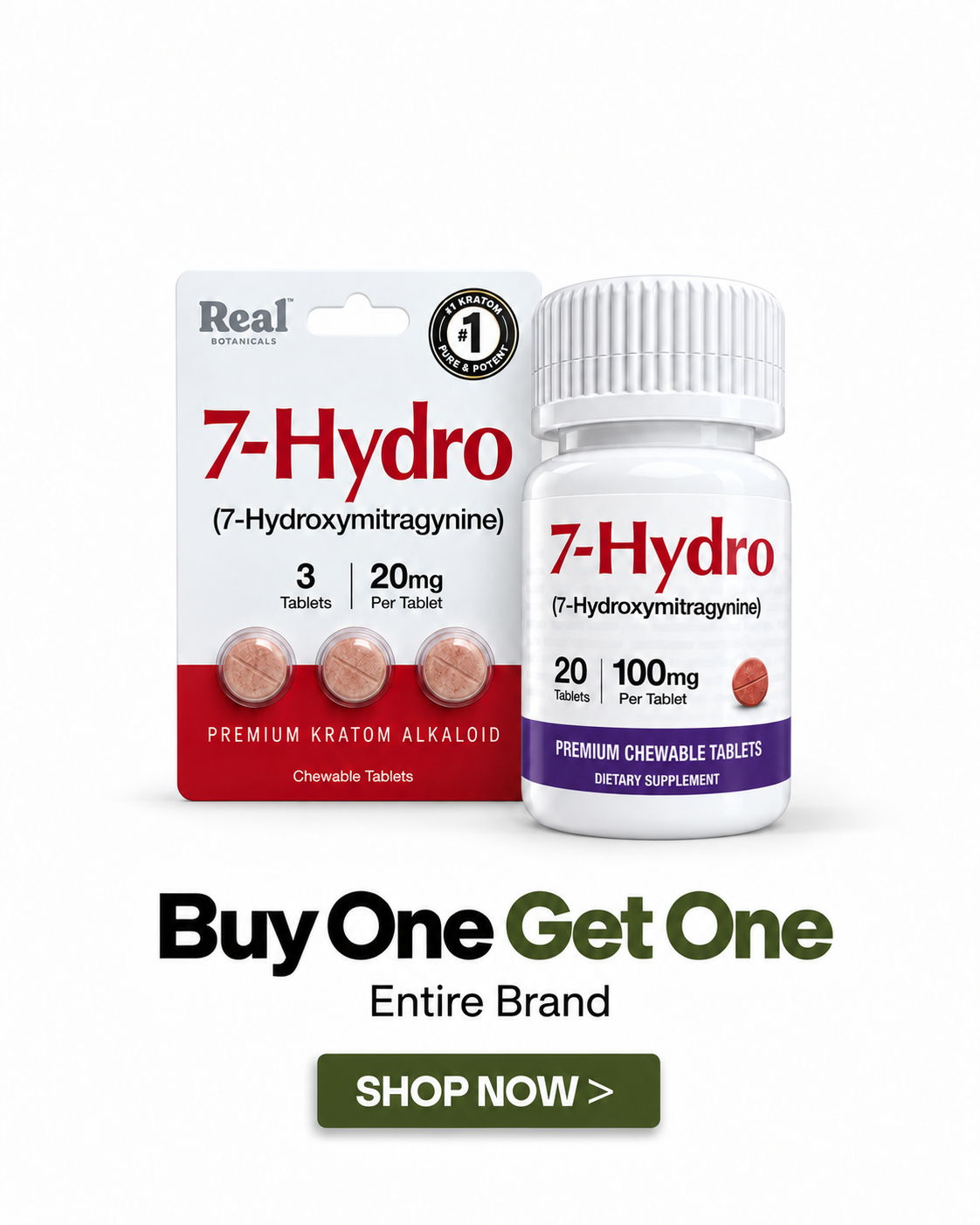7-Hydro dietary supplement packaging with promotional Buy One Get One offer.