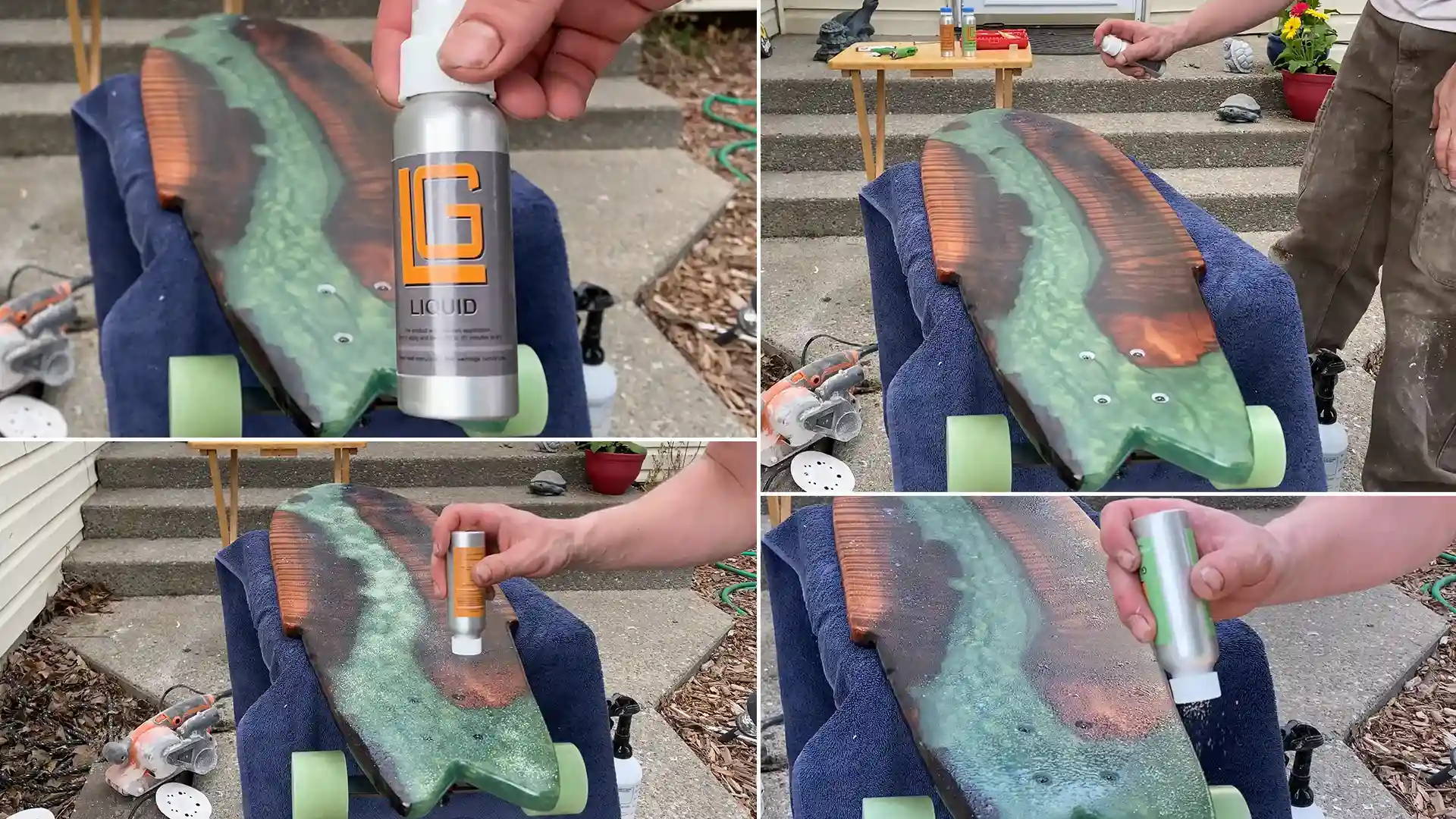 Apply grip to your skateboard by using a spray-on adhesive like Lucid Grip evenly across the board. 