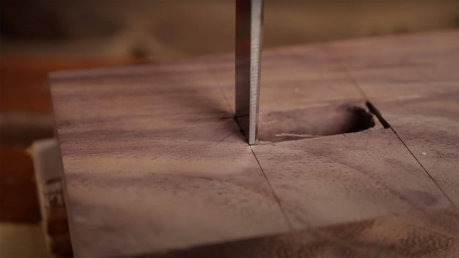 Chopping a mortise