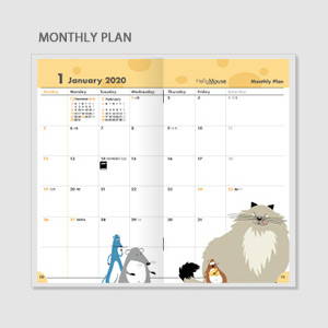 Monthly plan - Chachap 2020 Hello mouse dated monthly planner scheduler