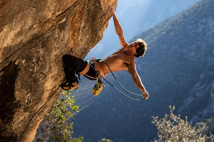 Male Climber on rock face