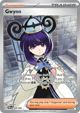 Card featuring Gwynn, a Trainer Supporter character from a Pokémon game.
