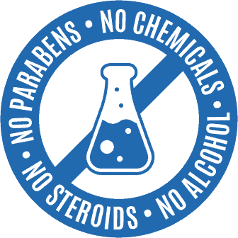 No parabens, chemicals, steroids and alcohol seal