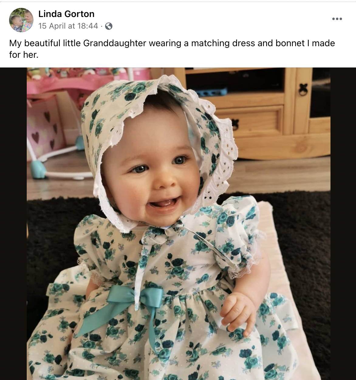 Linda dress and bonnet for granddaughter