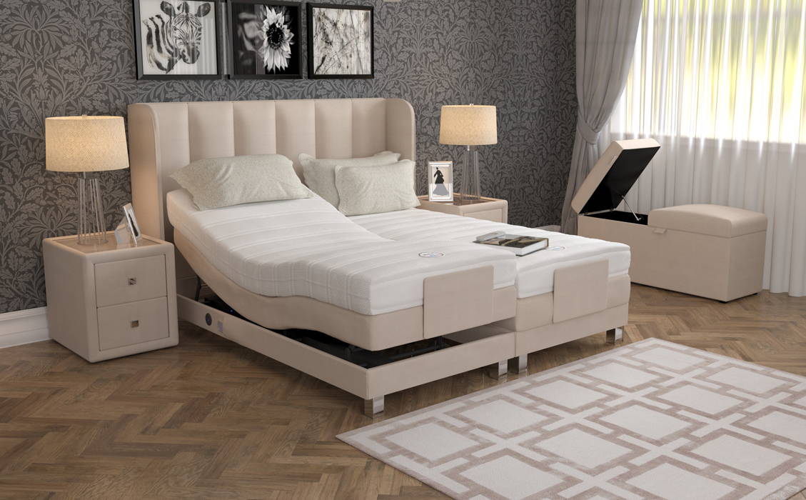 Tech Motion Plus Adjustable Divan Bed Set in Sand