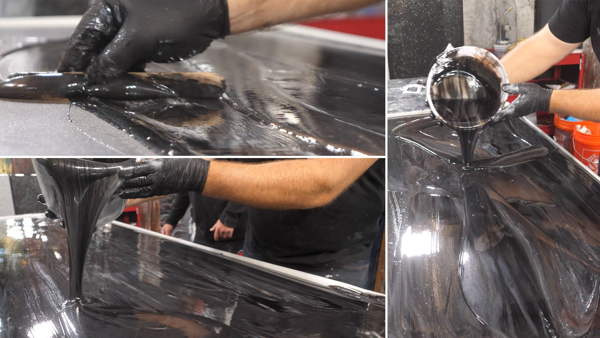 Pouring black exotic art epoxy