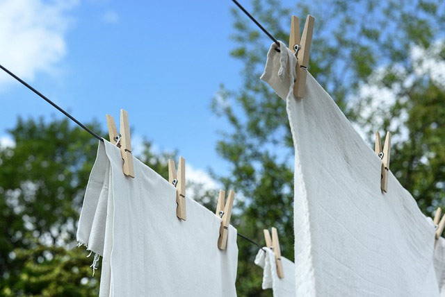white laundry hanging on the line