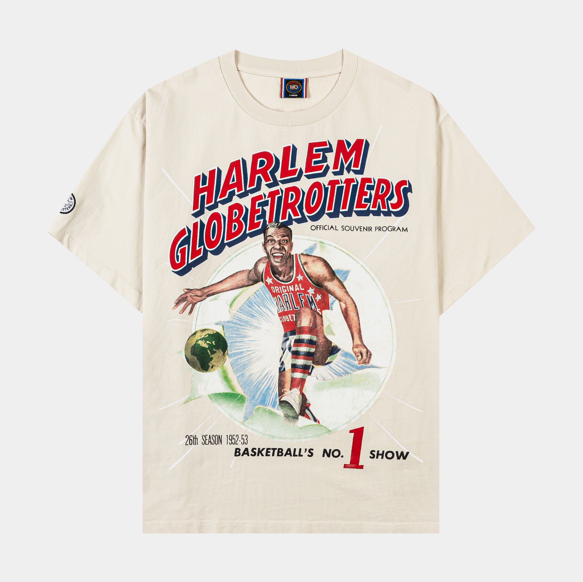 Harlem Globetrotters vintage basketball-themed graphic t-shirt design.