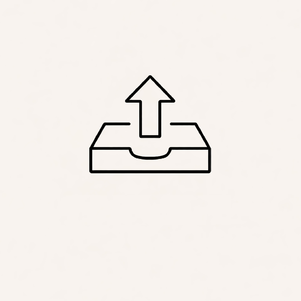 Upload icon with an upward arrow above a box.