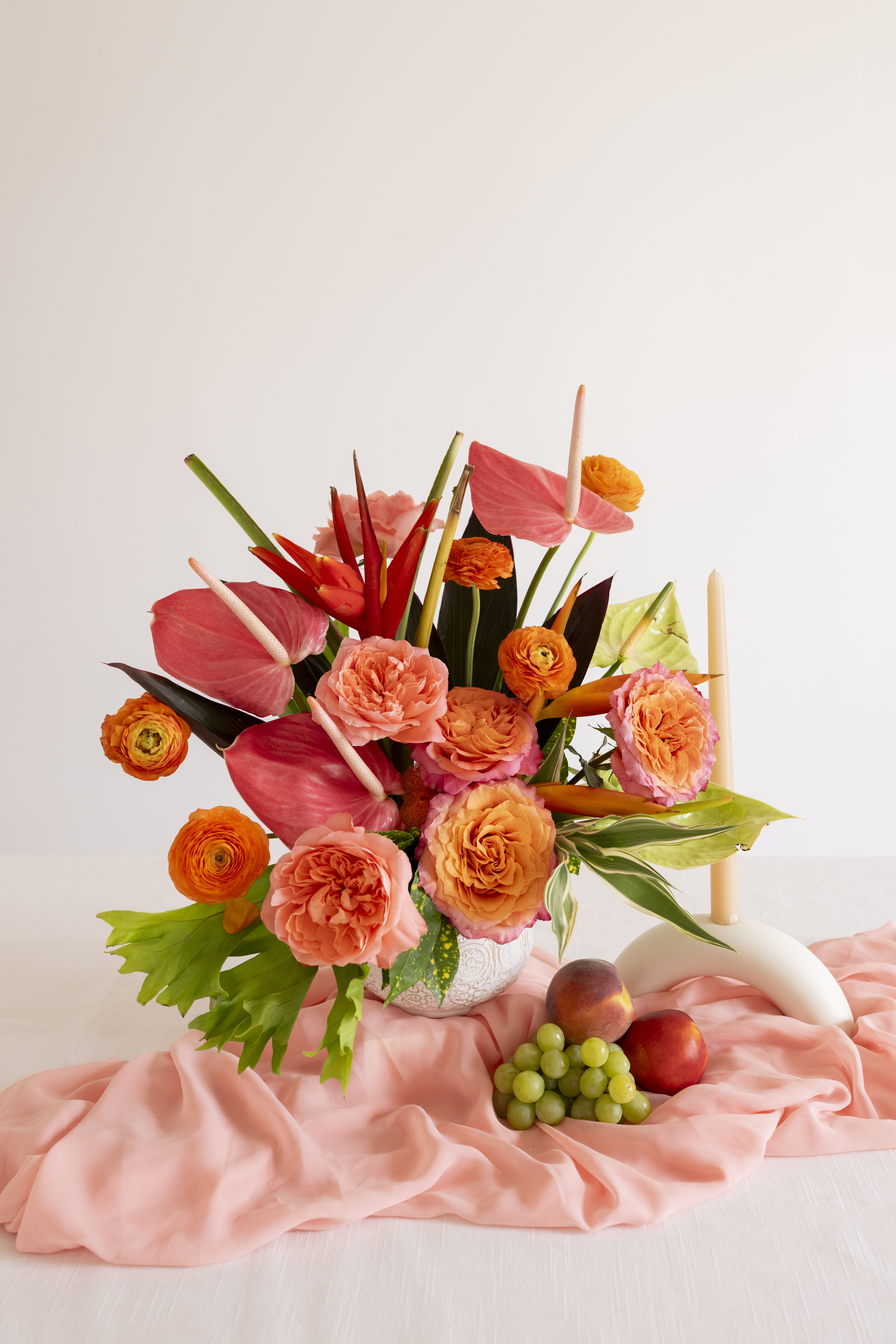 tropical sunset compote centerpiece