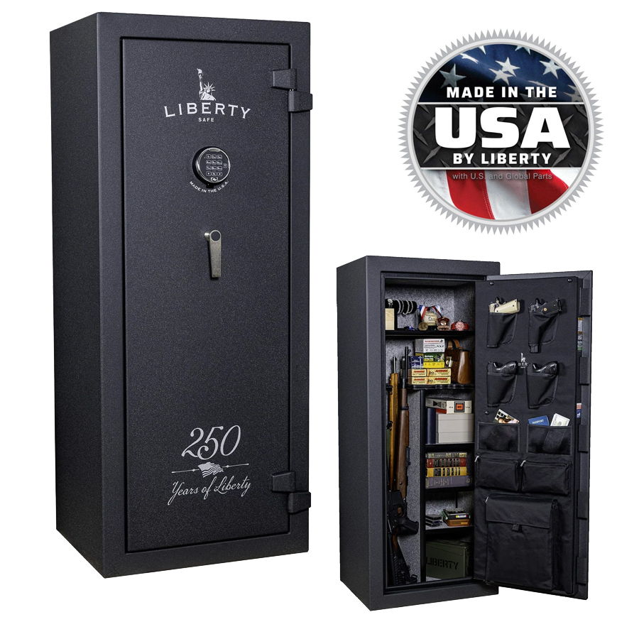 Liberty Safe's limited-edition 250th Commemorative Centurion 18 in Forged black featuring exclusive patriotic artwork