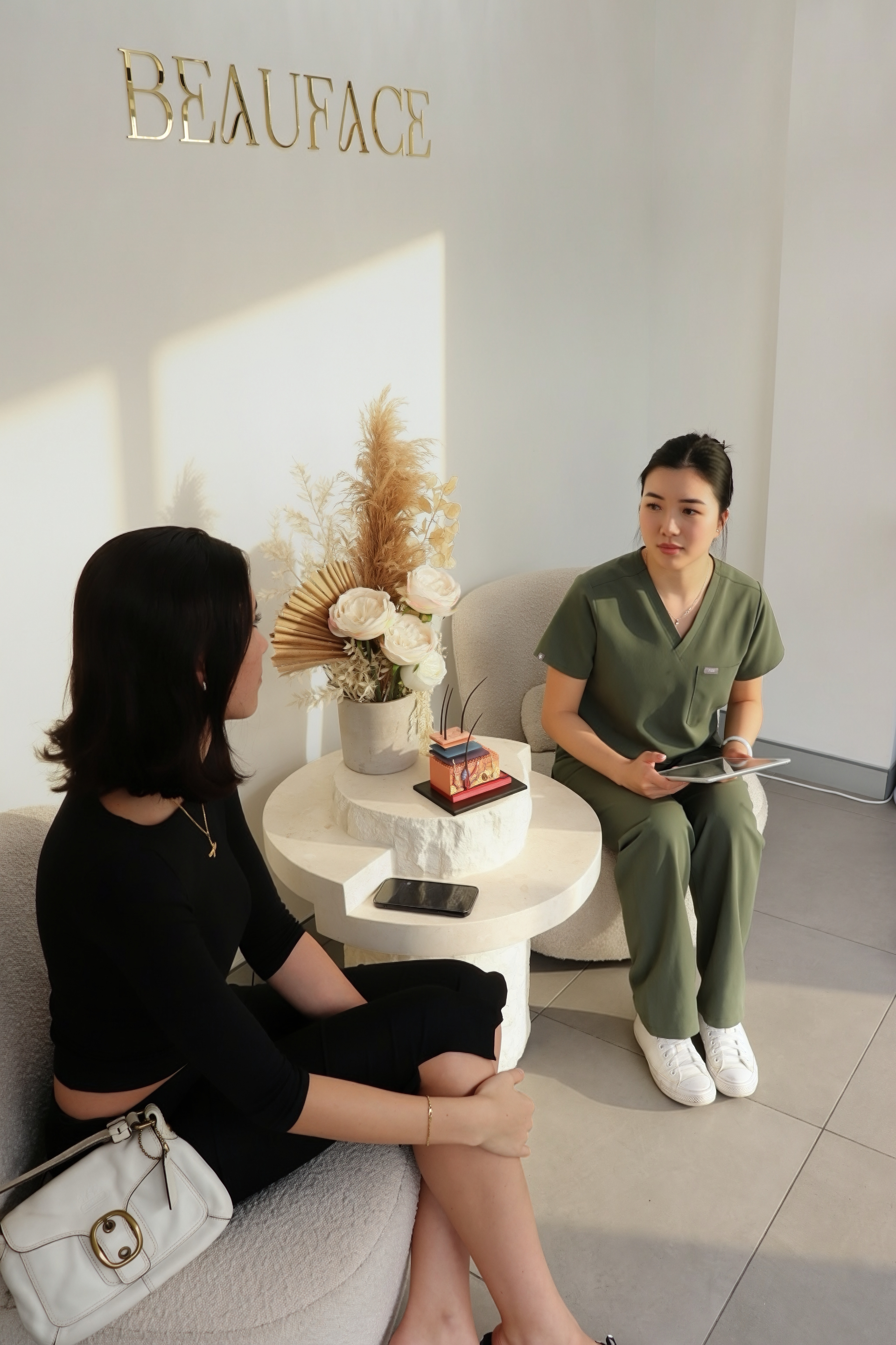 Skin consultation at Beauface clinic in Silverwater Sydney with dermal therapist discussing personalised acne treatment plan