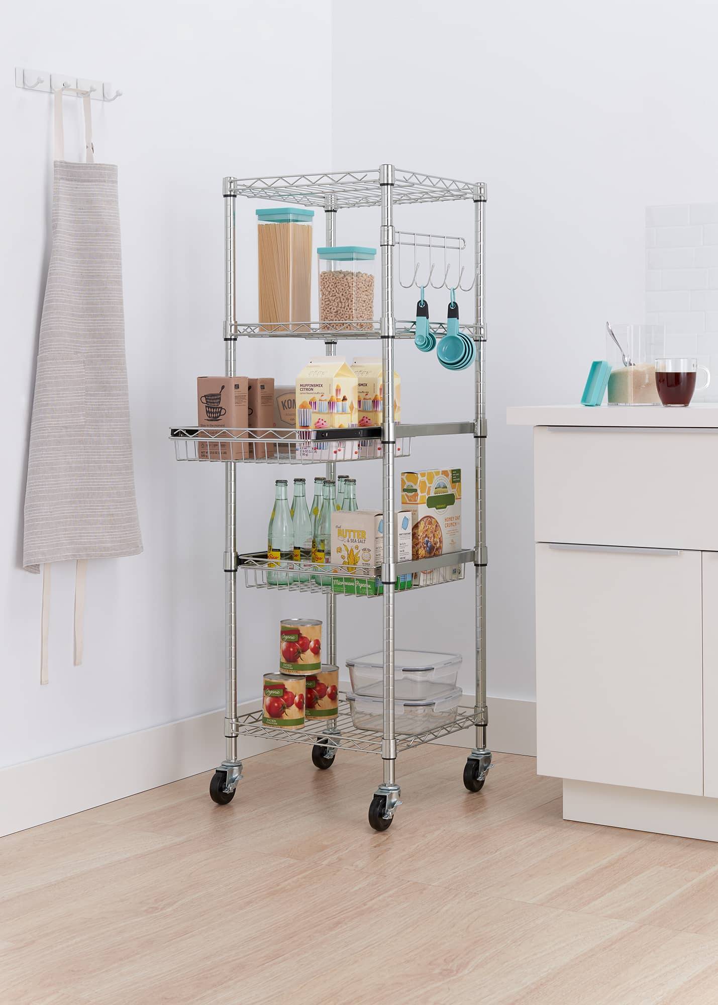 square pantry rack with wheels