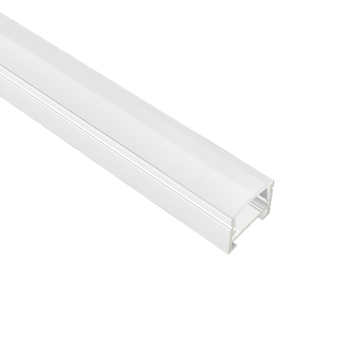 White aluminum extrusion profile on a white background.