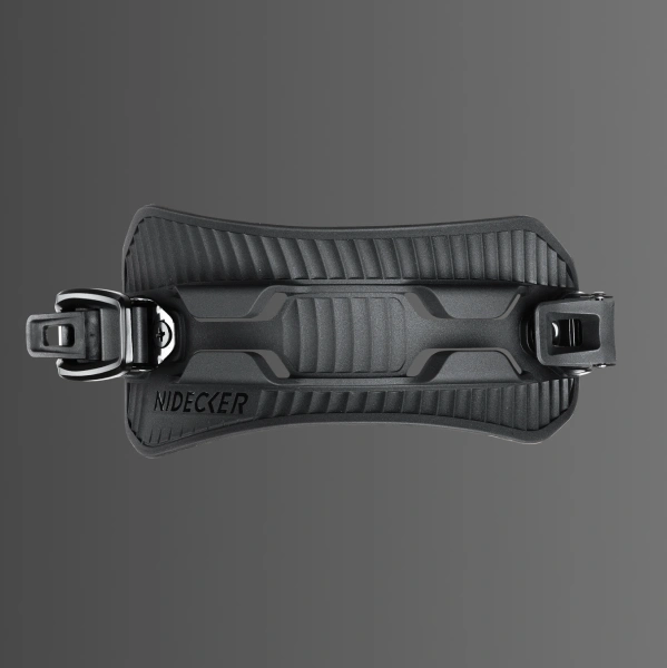 Black, textured strap with buckles on a gradient background.