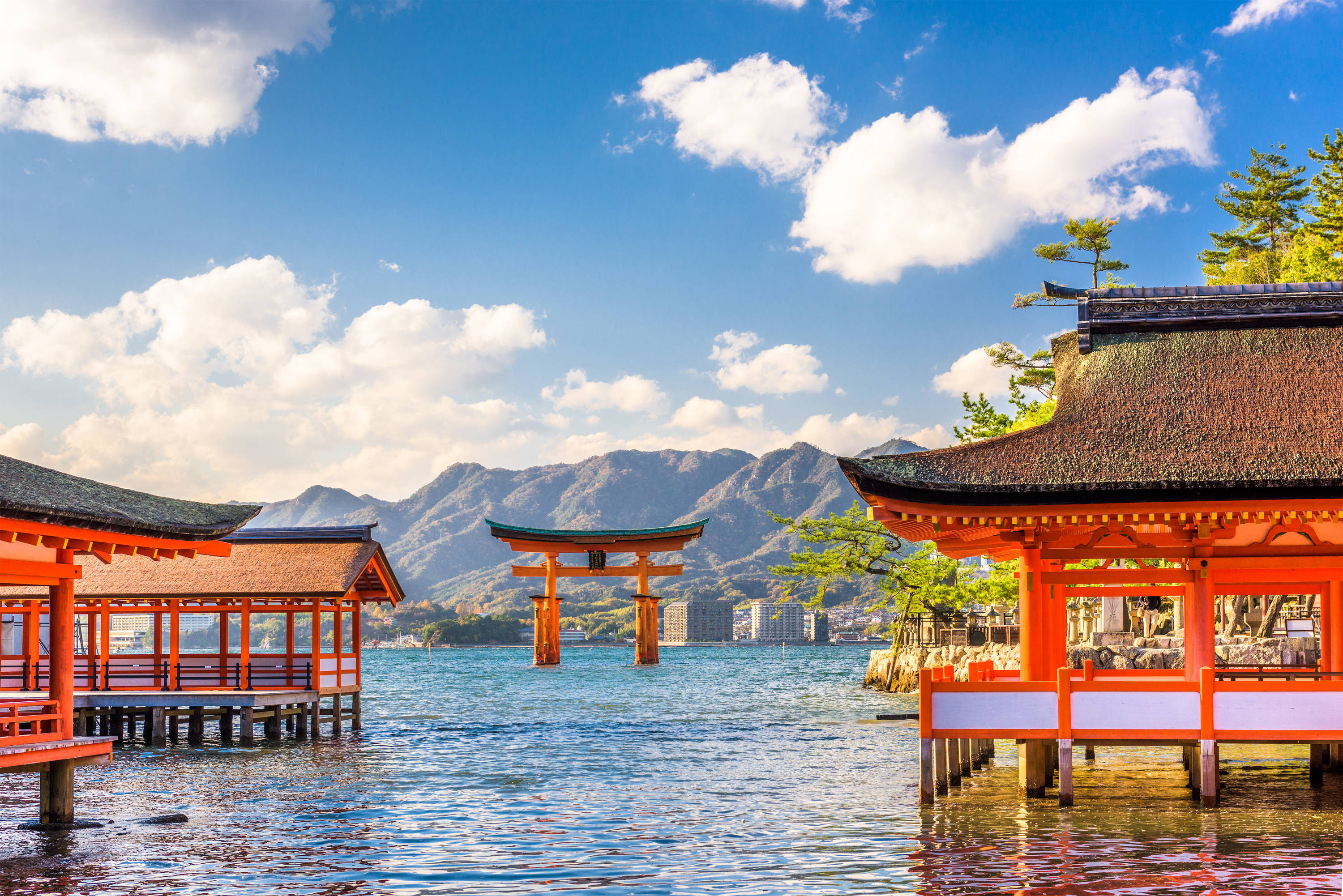 The floating gate of Itsukushima Shrine in Hiroshima, Japan