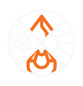 Icon representing fire, water, snow, and sun in a circular design.