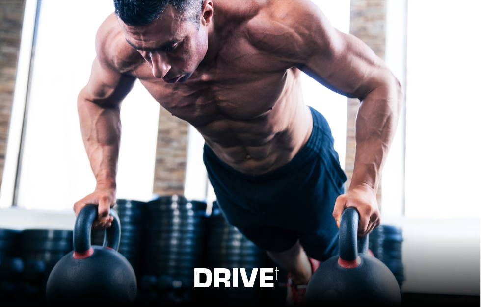 Drive - a muscular guy working out with dumbbells