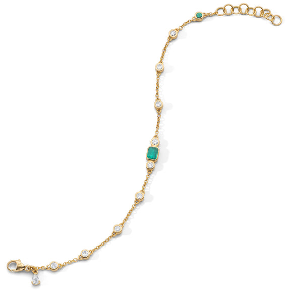 Staggered Diamond & Emerald Tennis Bracelet