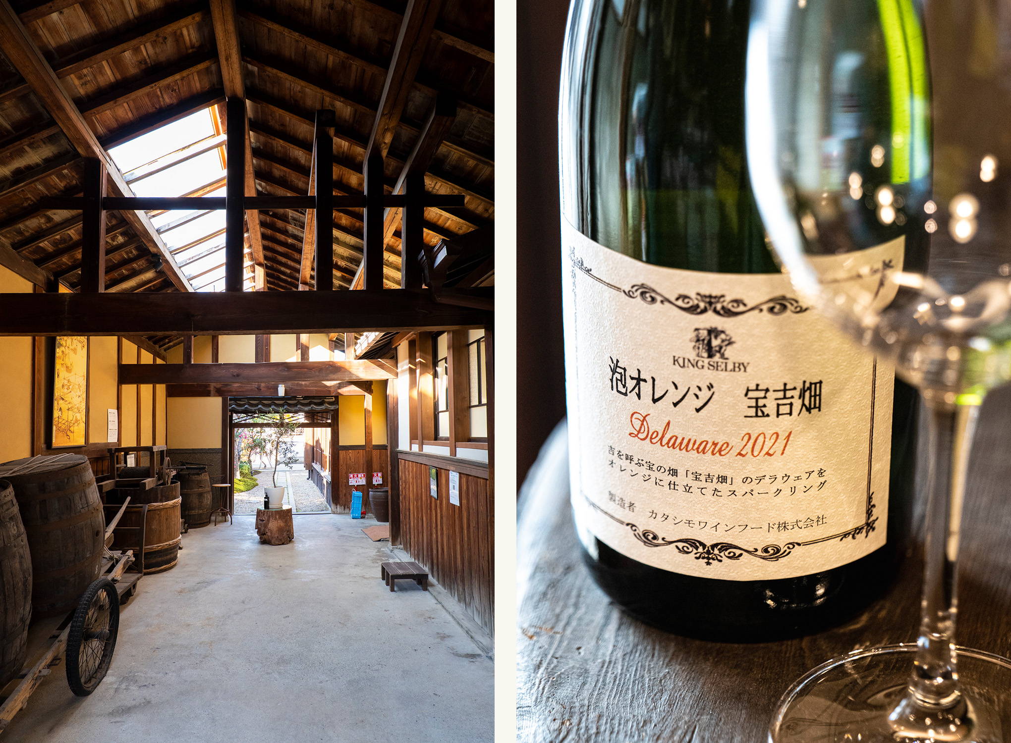 歴史ある銘醸地、大阪で一番の老舗。新しいチャレンジでも常に話題の『カタシモワイナリー』から到着、wa-syuでしか手に入らない限定醸造『泡オレンジ 宝吉畑 デラウェア 2021』！