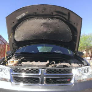 2014 Dodge Avenger hood deadened and radiant barrier added