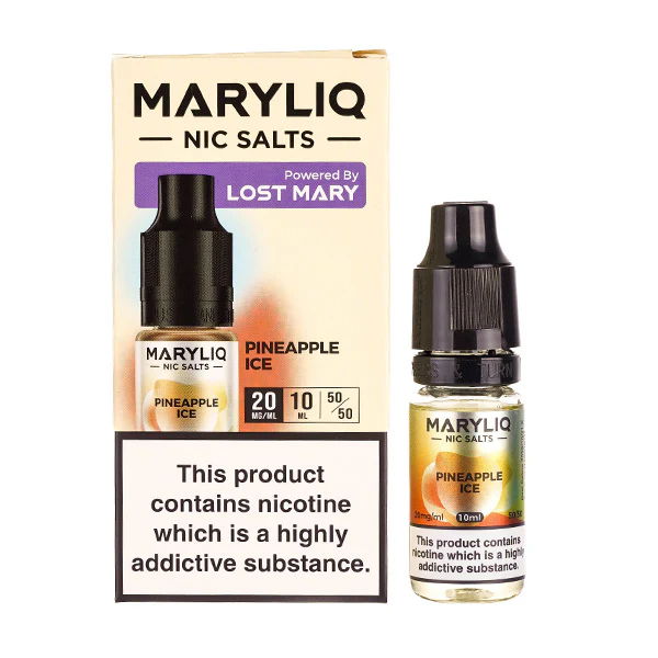 E-liquid bottle with packaging, labelled 