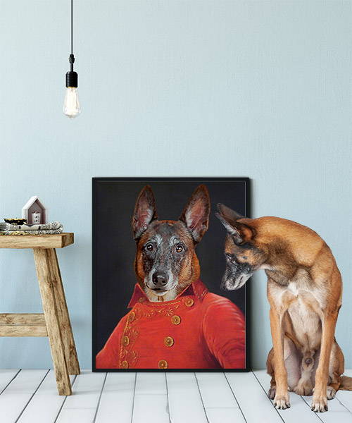 renaissance dog art on modern Framed Prints 