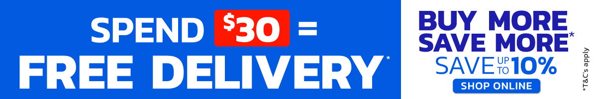 Spend $30 for free delivery, buy more save more, save 10%.