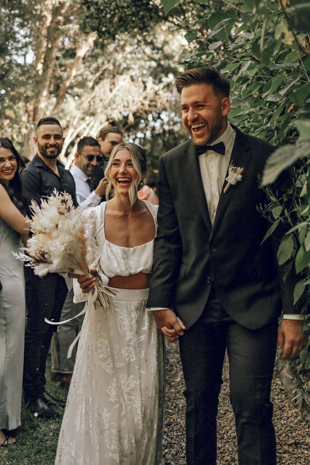 bride and groom, walking down the aisle