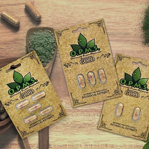 OPMS Gold Kratom Extract Capsules 2ct. 3ct. and 5ct.