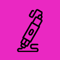 An illustration of a 3D printing pen on a pink background.