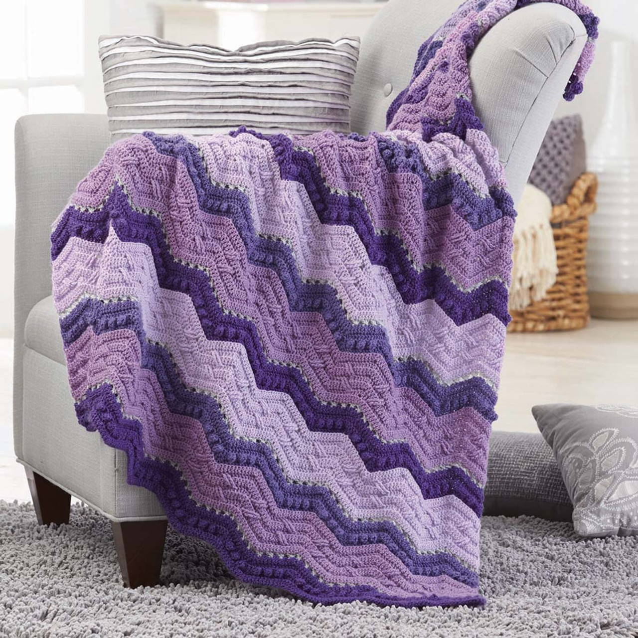 Herrschners Lavender & Lilac Crochet Afghan Kit