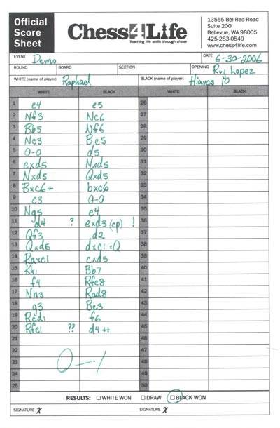 chess notation pieces sample scoresheet