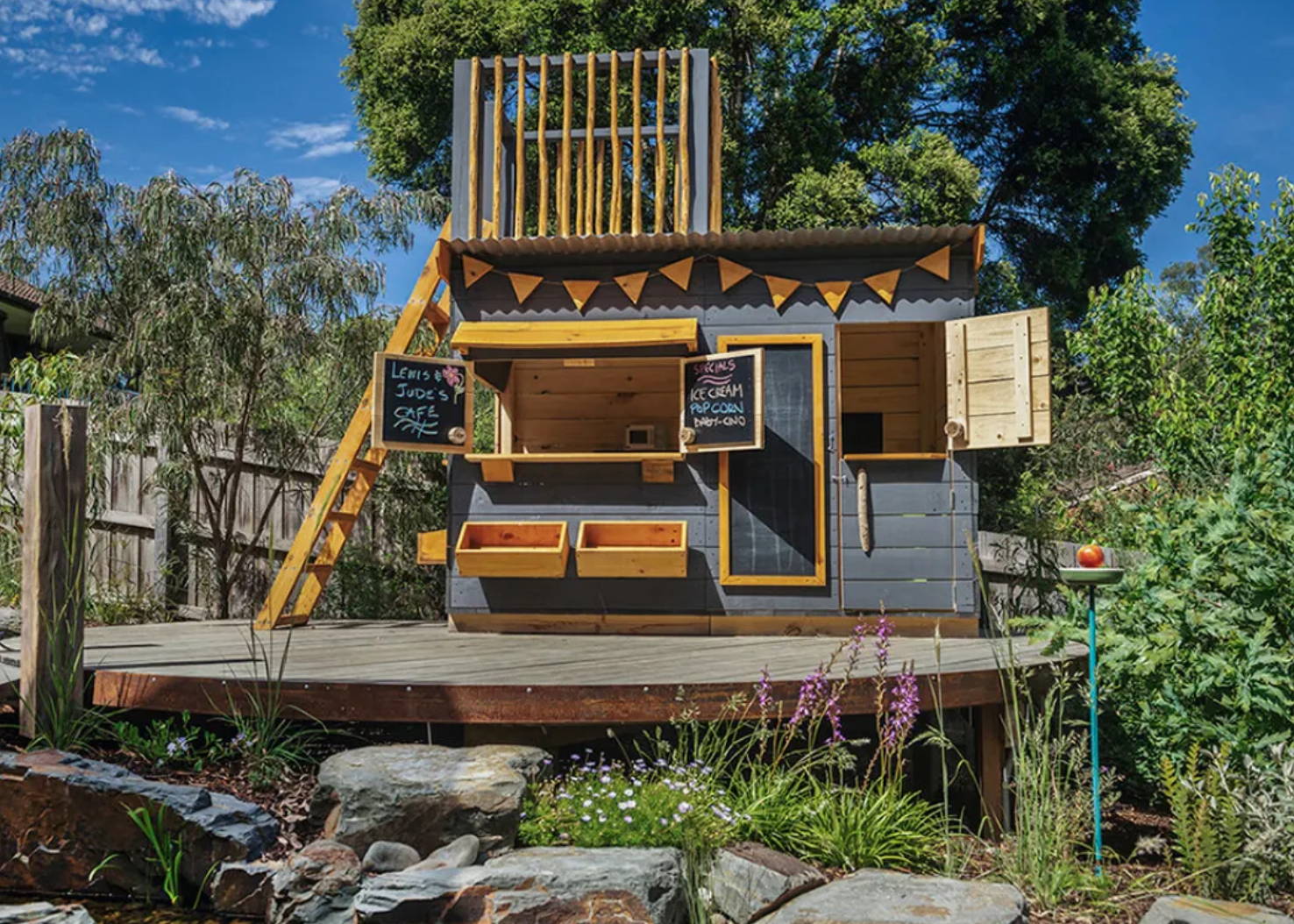 A fort top style of cubby house