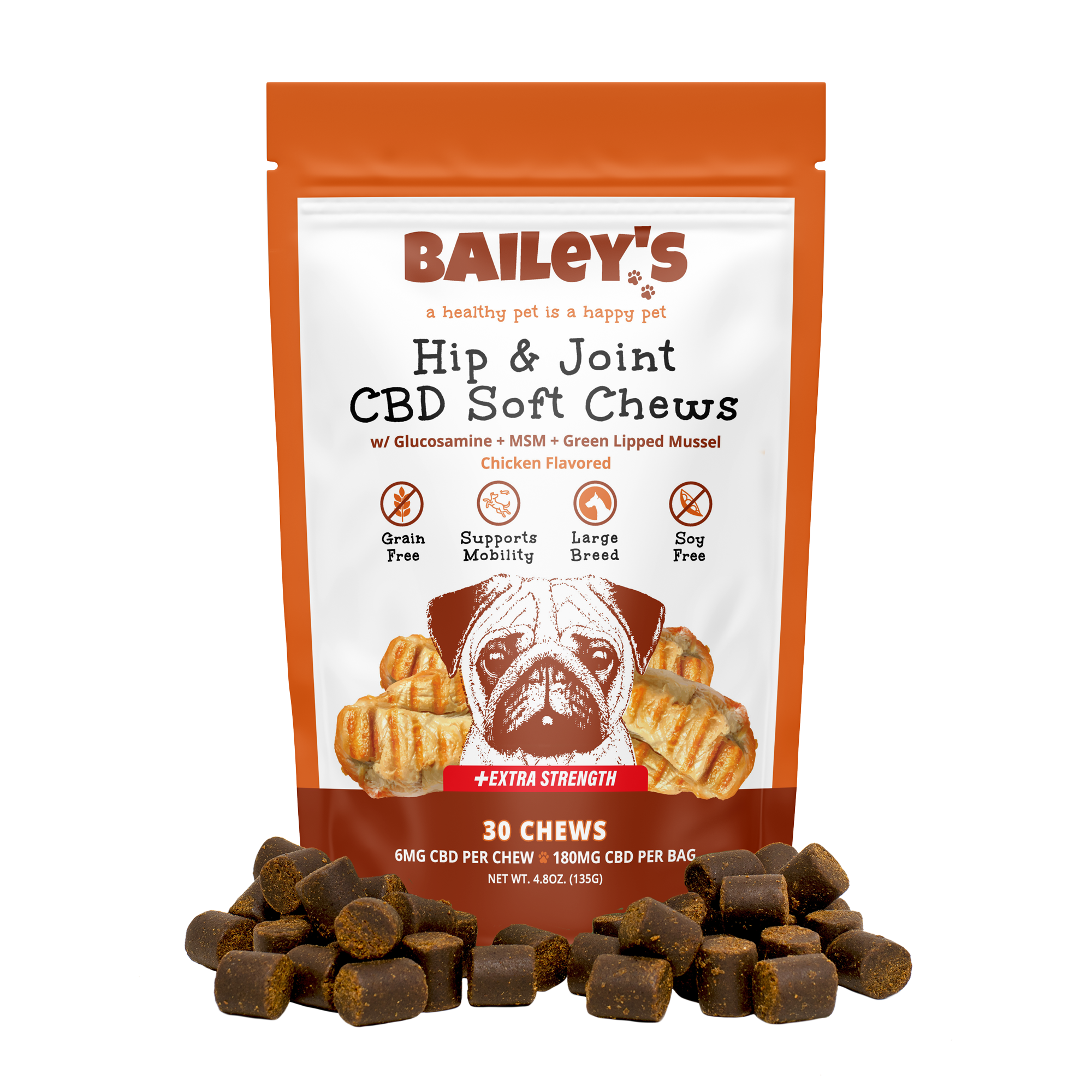 Baileys Hip & Joint CBD Soft Chews 30 Count Extra Strength