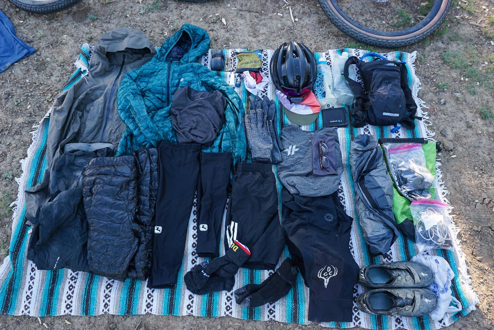Andrew Onermaa's selection of clothes and gear for his North South Colorado bikepacking endeavor on his Otso Waheela C.