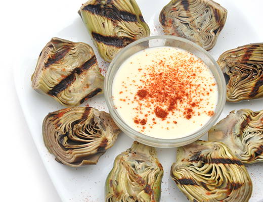 Grilled Baby Artichokes with Hatch Pepper Dusted Hollandaise Sauce
