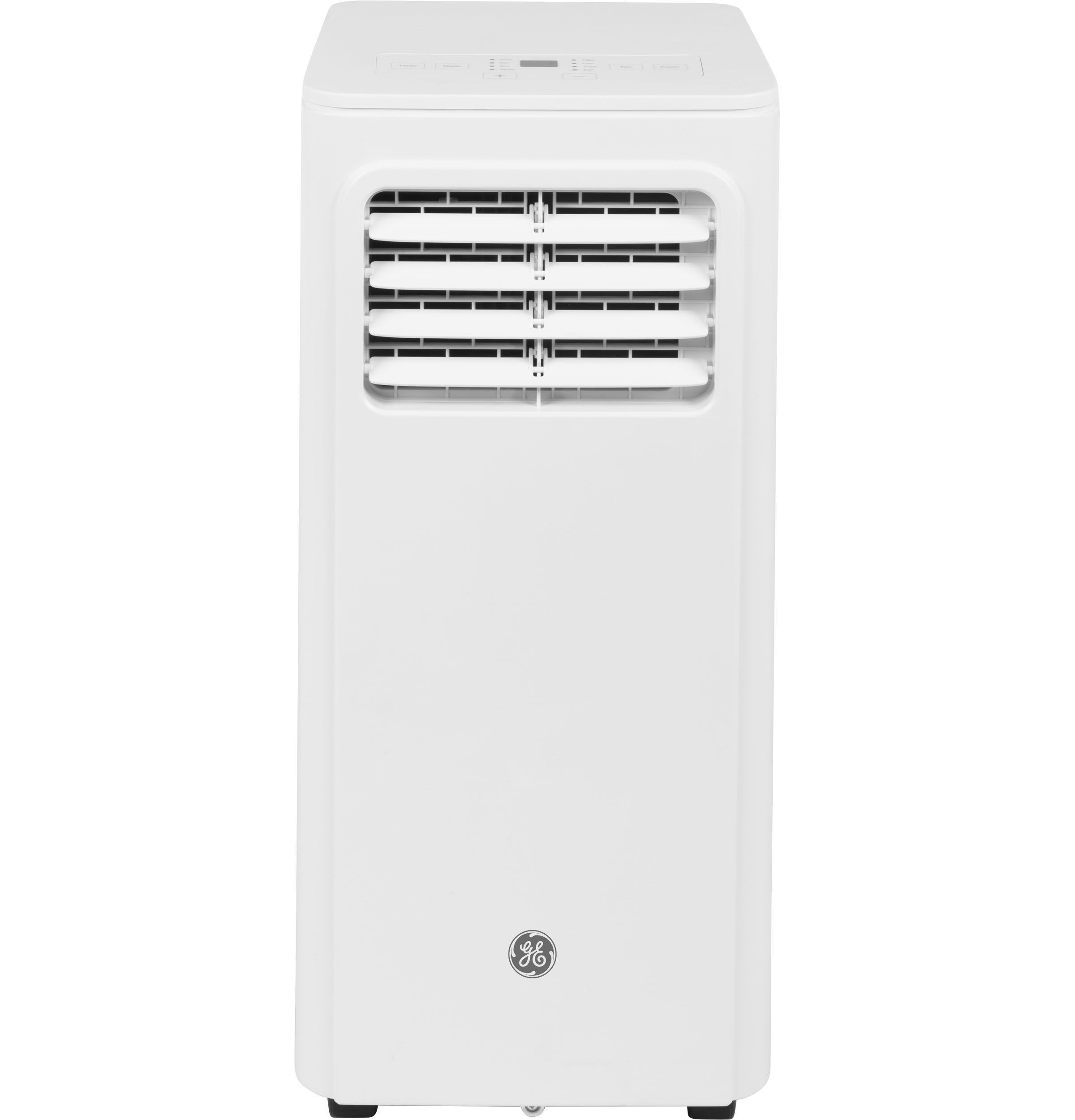 Portable air conditioner unit in a modern white design.