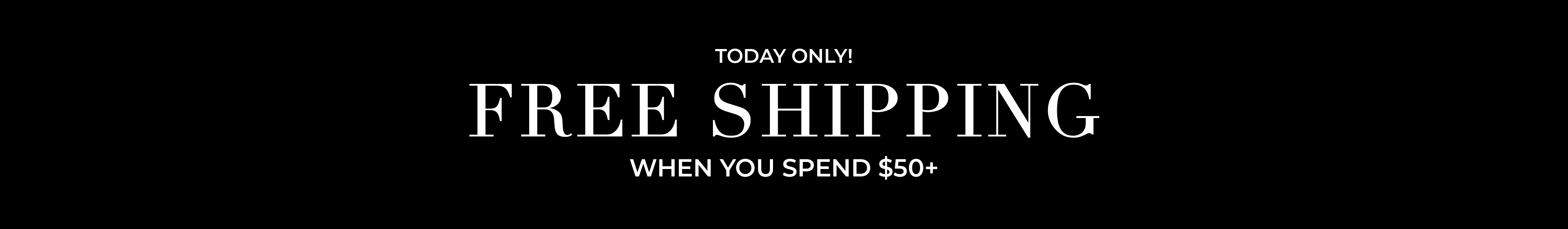Text promoting free shipping on orders over $50.