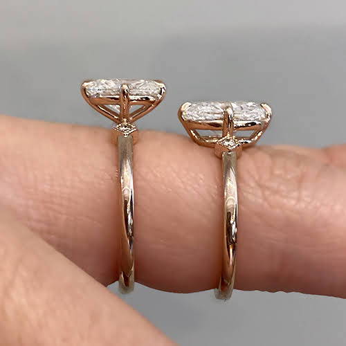 high profile ring vs. low profile ring viewed from the side