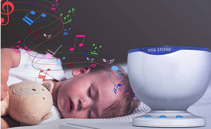 girl sleeping by sensory projector, sensory kid