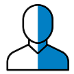 User profile icon in blue color.