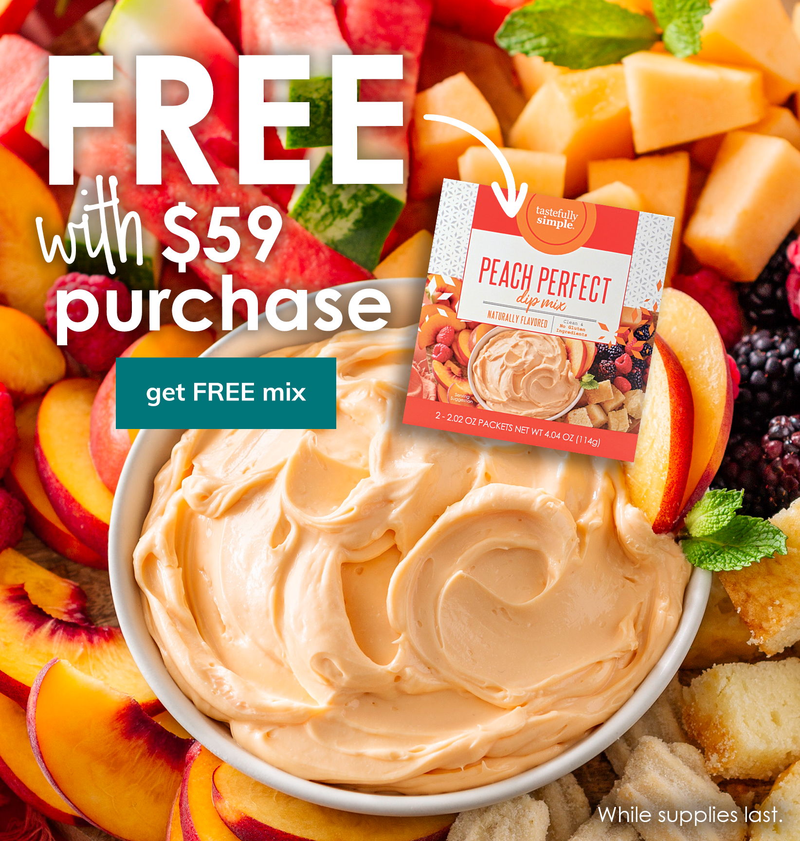 get a free Peach Perfect Dip Mix with a $59+ purchase | view details
